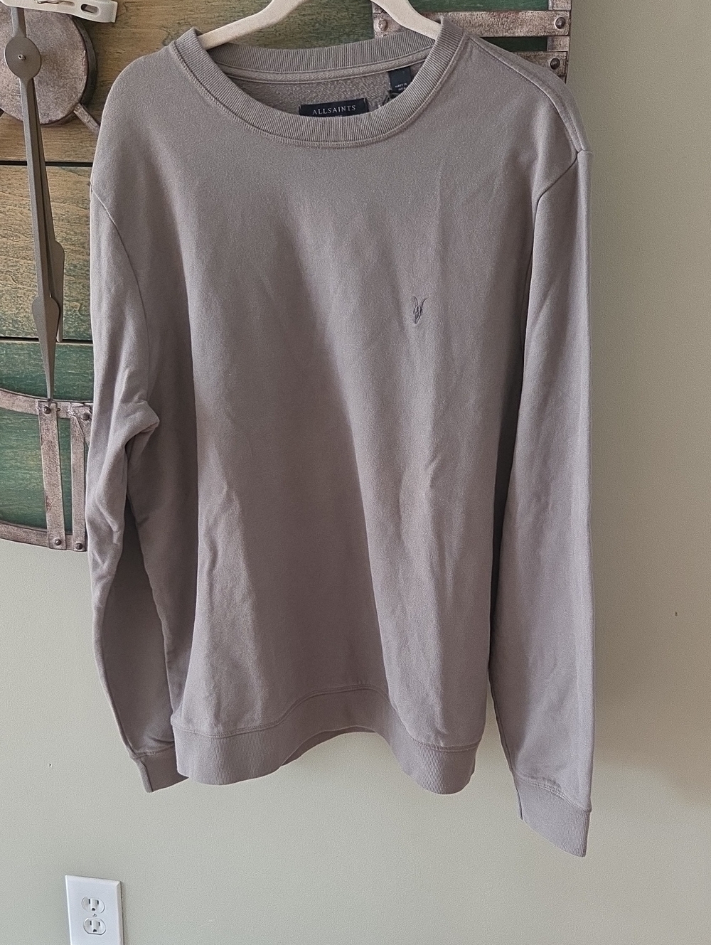 AllSaints Raven Men’s Crewneck Sweatshirt in Planet Grey